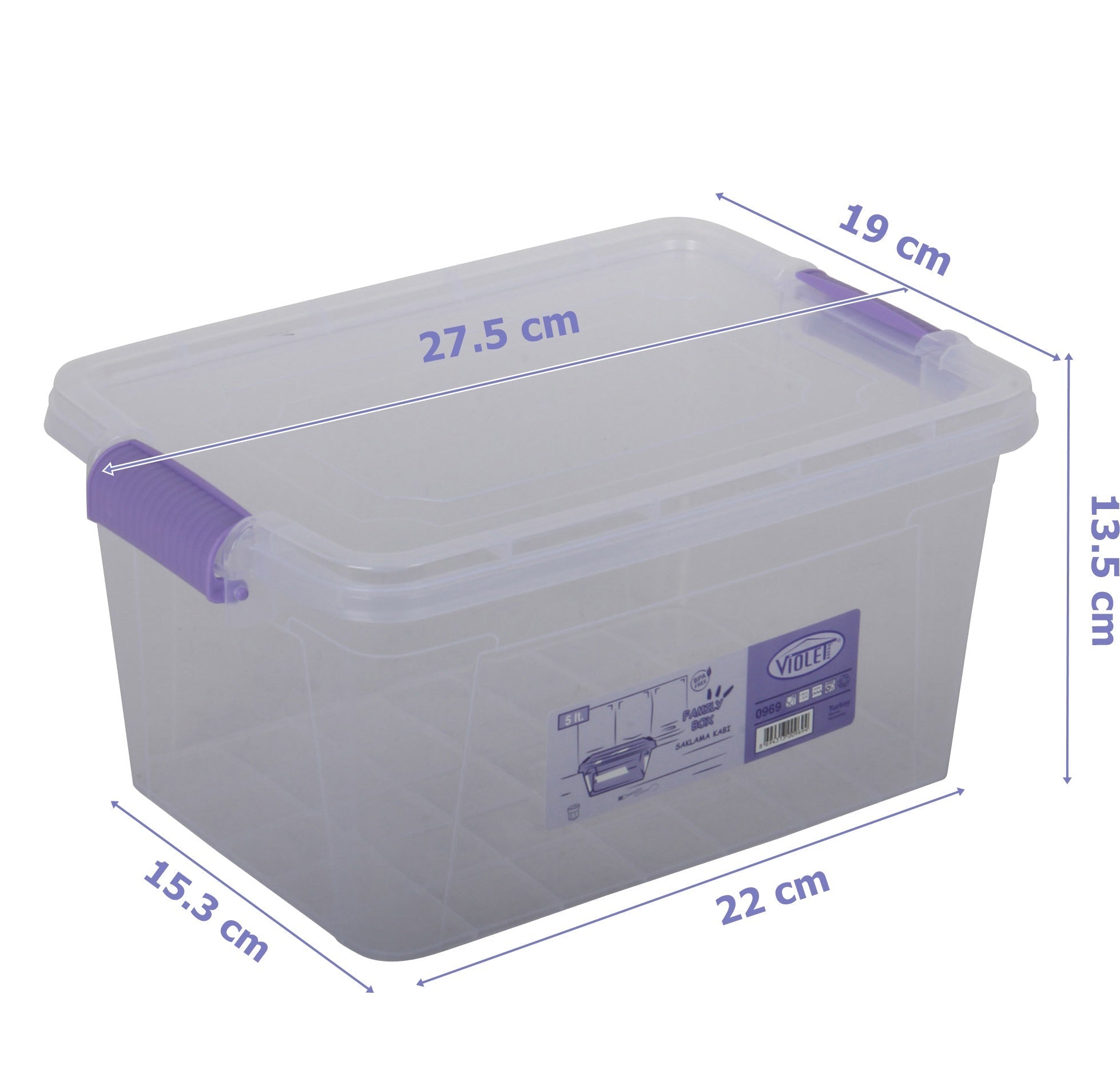 10x Plastic Storage Box Containers With Lid - 5L