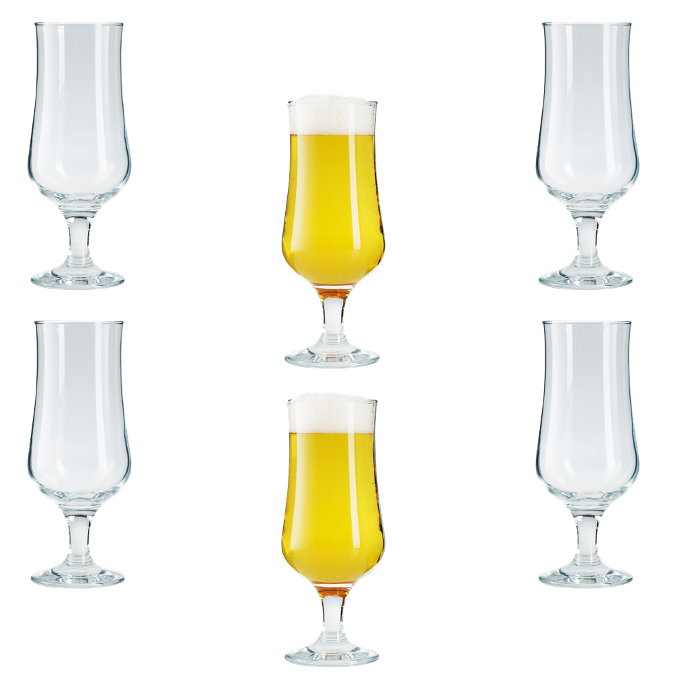 6x Cocktail Pina Colada Glasses. Hurricane Glass. Beer Tulip Glasses. (385 ml)