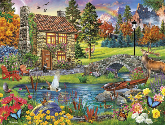 All Jigsaw Puzzles Puppy at Tulip Cottage - Debbie Cook Jigsaw Puzzle (500 Pieces)