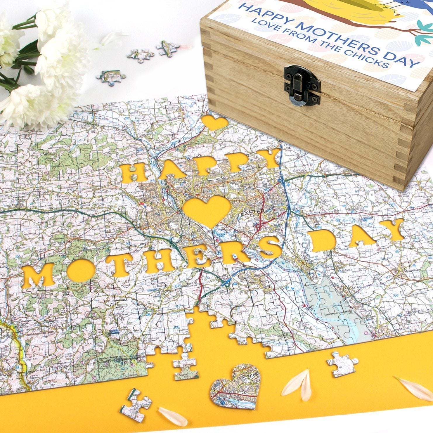 Image of Personalised Mother’s Day Gift Set - Keepsake Box & Map Jigsaw Puzzle