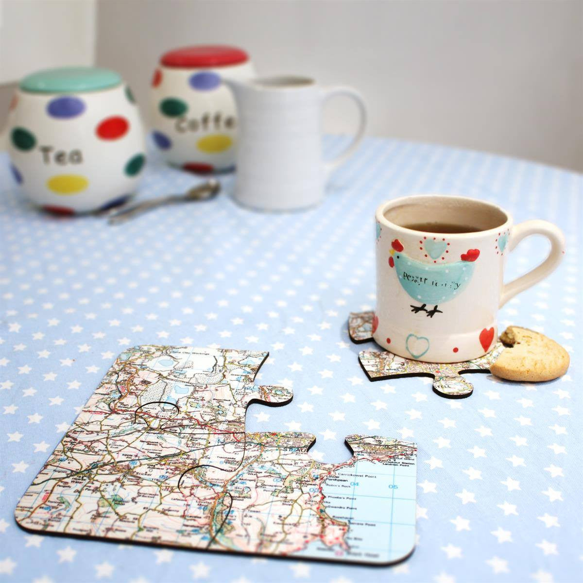 Image of Map Jigsaw Coasters - Personalised on Your Location