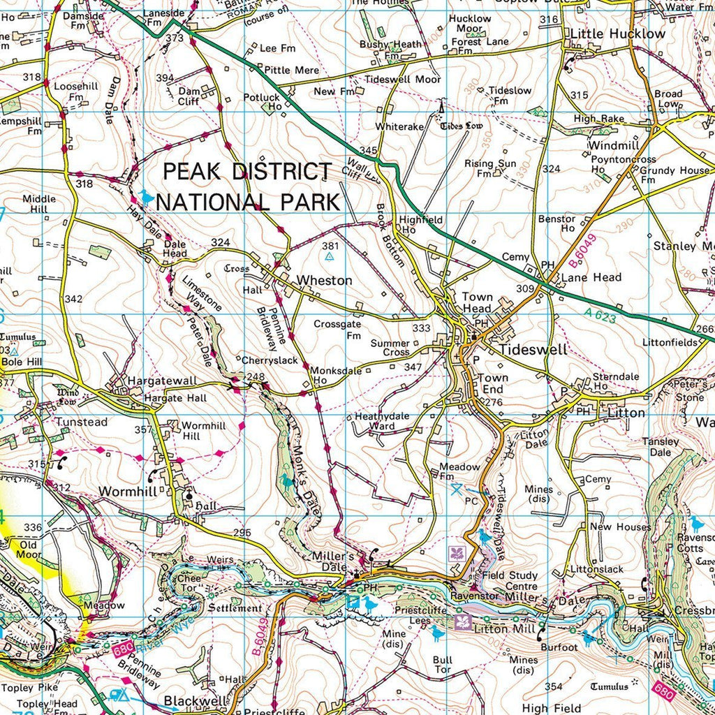 Map Of Peak District Peak District - Uk National Park Wall Map