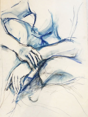 Nudes study 21 2018 (watercolour & pencil on canvas)