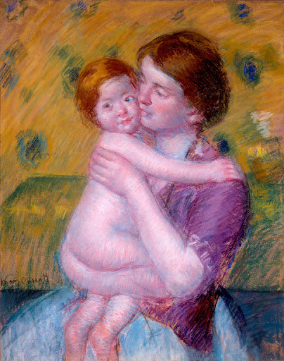 Mother and Child By Mary Casatt, 1909-1914, pastel on paper,  High museum of Art