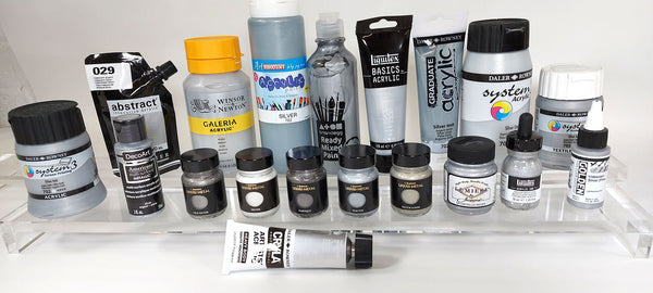Silver acrylic paint group shot