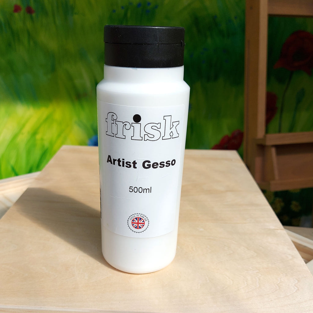 Apply Gesso to all areas that are going to be painted, lightly sand and dry wipe after each coat of gesso. Give the panel at least 3 to 4 coats and allow drying time between coats. Apply 3 to 4 coats especially when using oil paint. Only 2 coats are needed for acrylic paint. When applying gesso, a good tip is to turn your panel around with each layer, move across horizontally with one layer, then wait for it to dry, then work gesso vertically with your next layer and so on