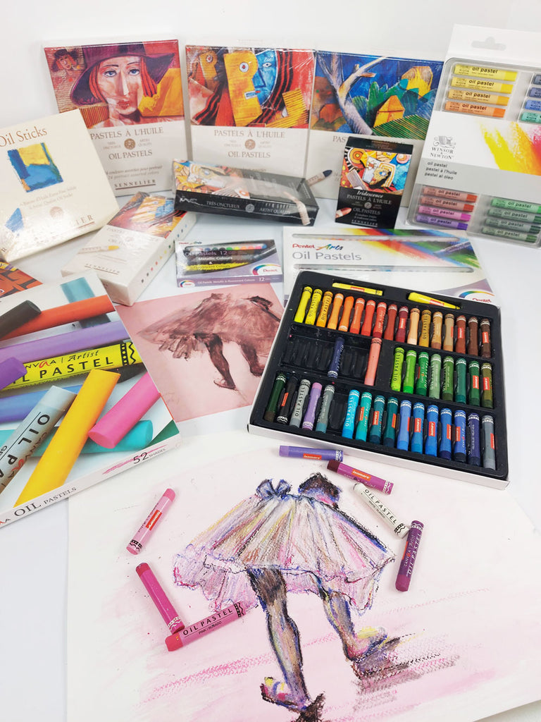 Selection of oil pastels available at ARTdiscount