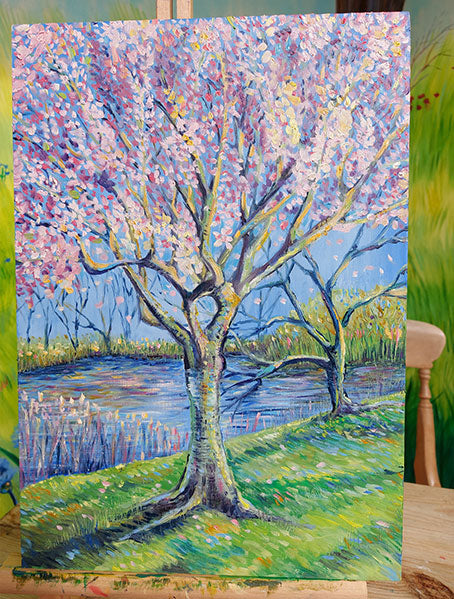 Ellie Jakeman 'Blossom Tree' Oil on wooden Panel. 30cm x 42 cm