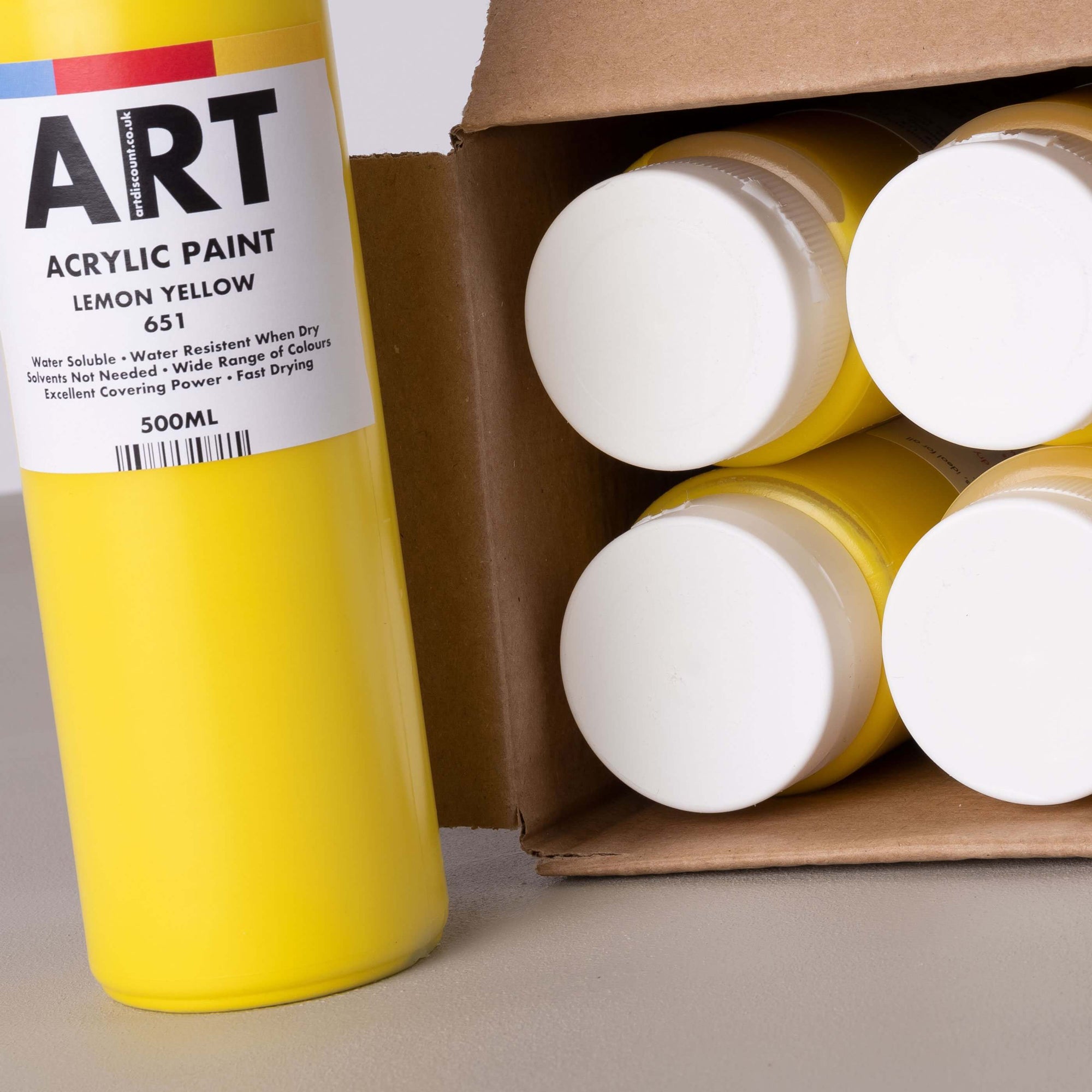 ARTdiscount Acrylic Paint In 500ml Single Colour Pack Of 6   Option 2 Box 6 2000x 