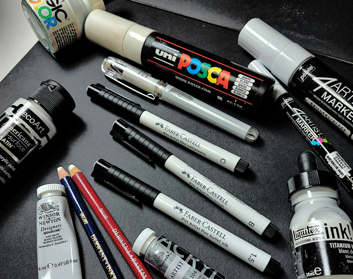 24x Fine Liner Pens with A4 Black Paper Sketch Pad, Colour Markers