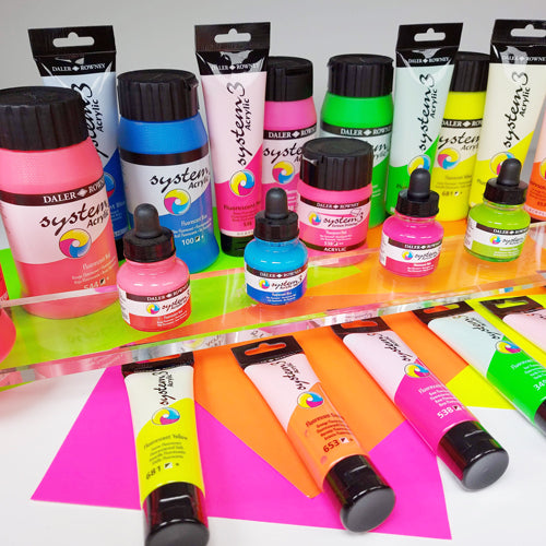 Daler Rowney Artists FW Acrylic Ink Neon Colour Set 6 x 29.5ml with Marker