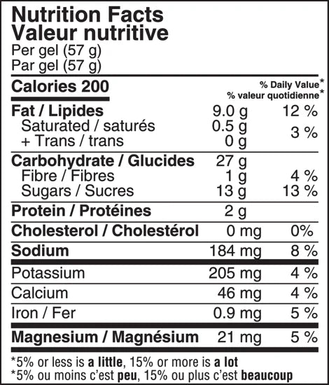 Nutri-Bay - Naak Ultra Energy Gel (57g) - Schockela (Kaffein) Ernärungswäert