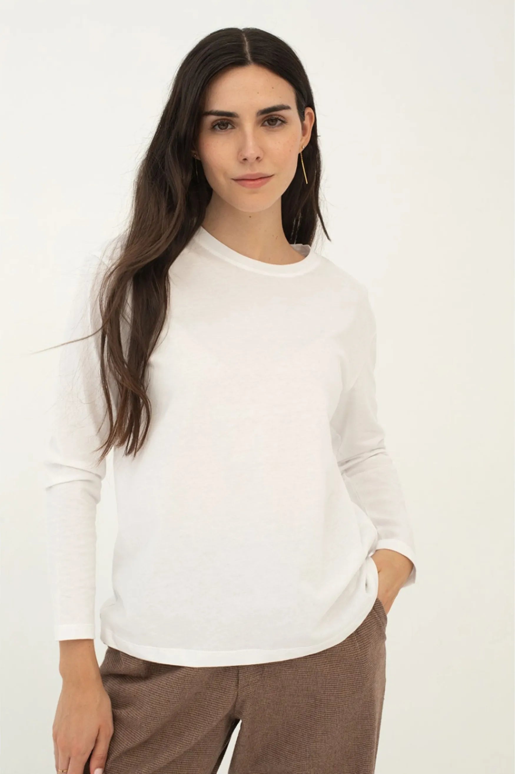 Mus & Bombon Camiseta Mujer Basieco Manga Larga Blanca