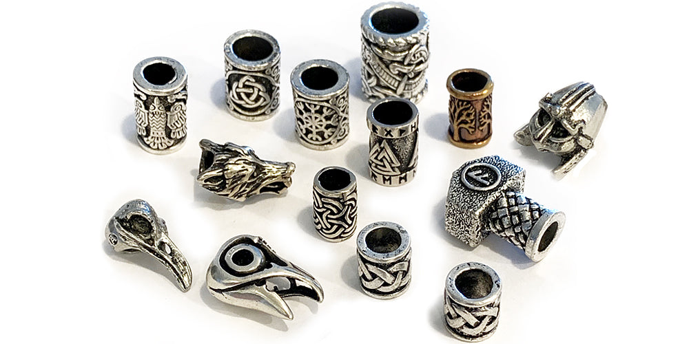 Spiral Set 3 Celtic Viking Silver Metal Hair Beads