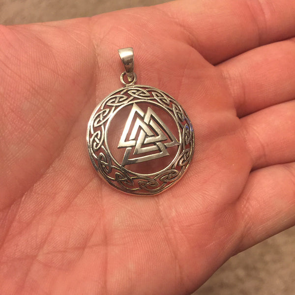 silver valknut pendant