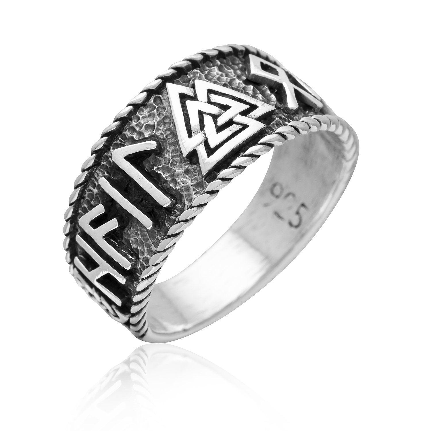 Hail Odin / Valknut Ring - 925 Sterling Silver | Viking Wedding Band ...