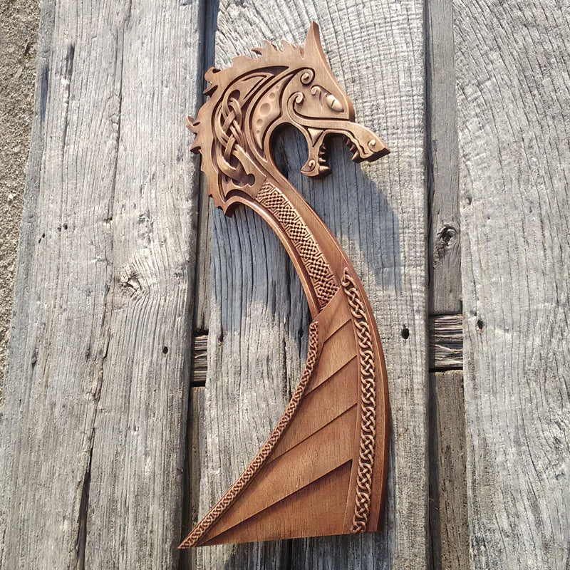 Carved Wood  Viking  Ship Wall Hanging Drakkar Artwork 