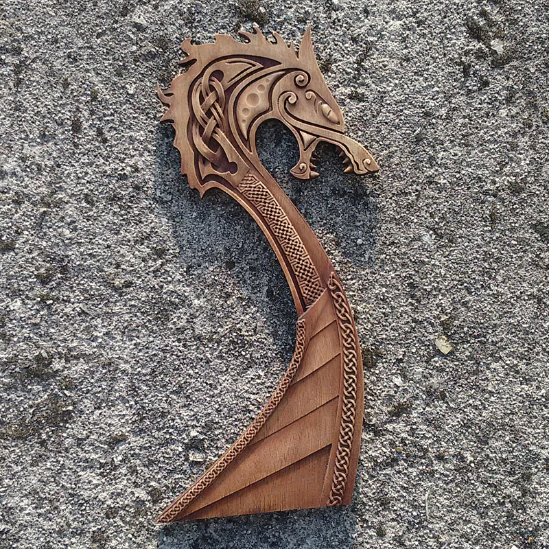 Carved Wood Viking  Ship Wall Hanging Drakkar Artwork 