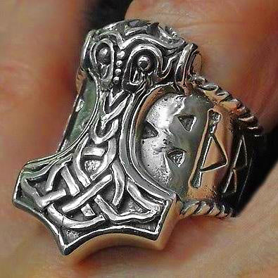 925 Sterling Silver Thor's Hammer Ring | Viking Mjolnir Rings Jewelry ...