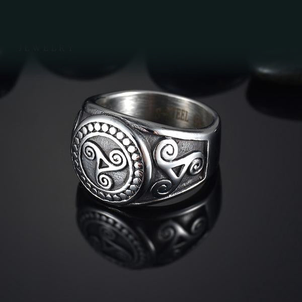 Triskelion Ring | Stainless Steel Celtic Triskele Viking Horns Odin ...