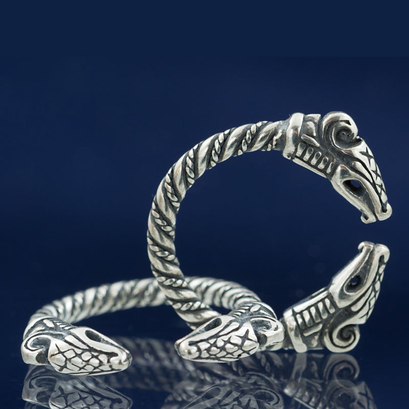 Viking Ring Sterling Silver Viking Torc Ring Dragon