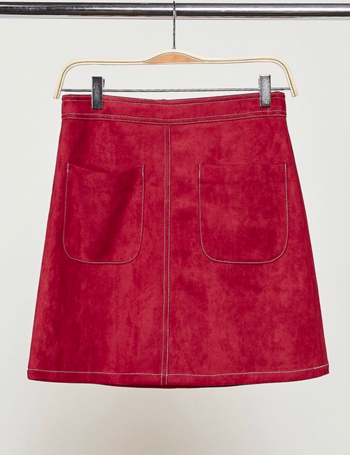 burgundy jean skirt