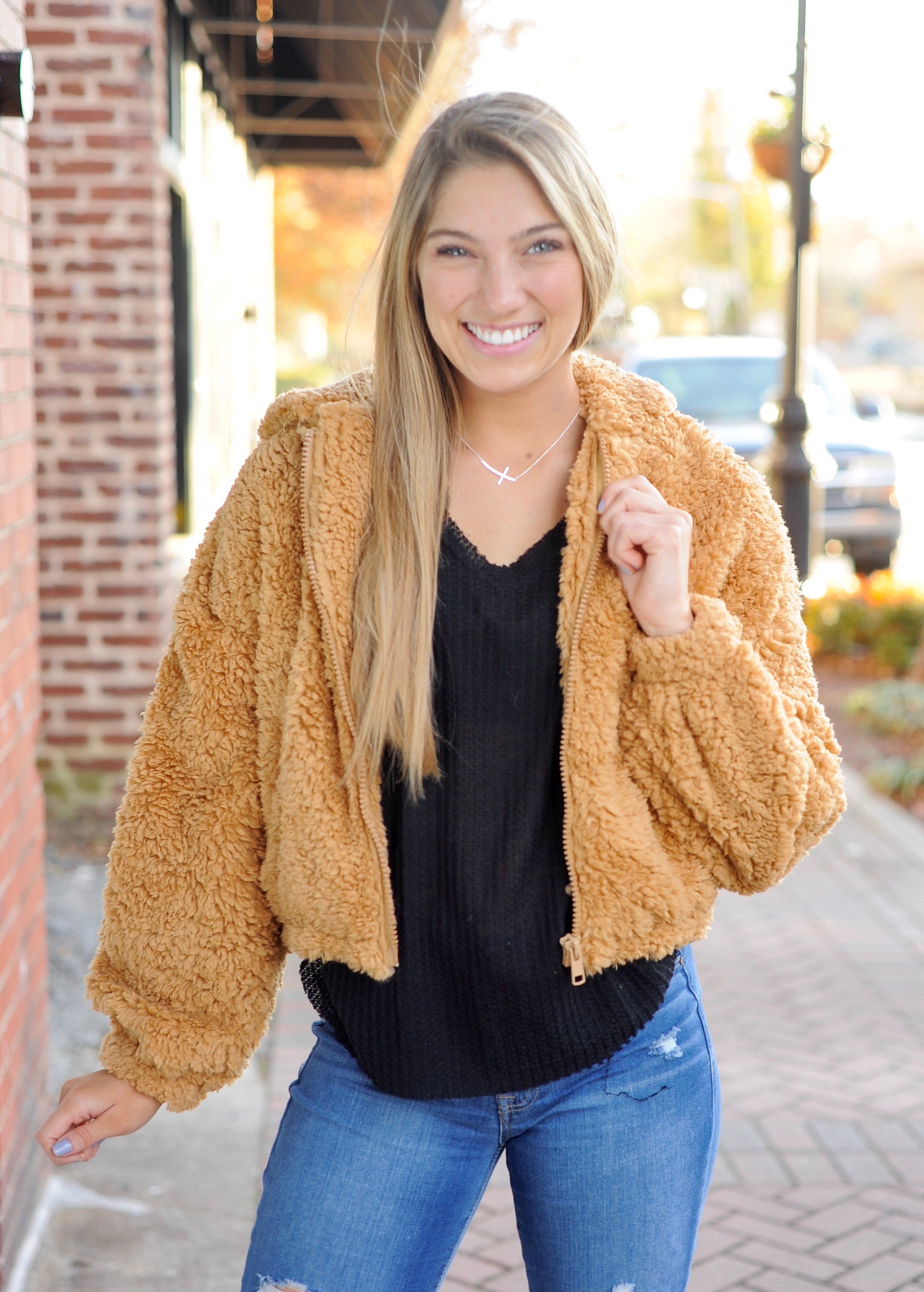 camel teddy jacket