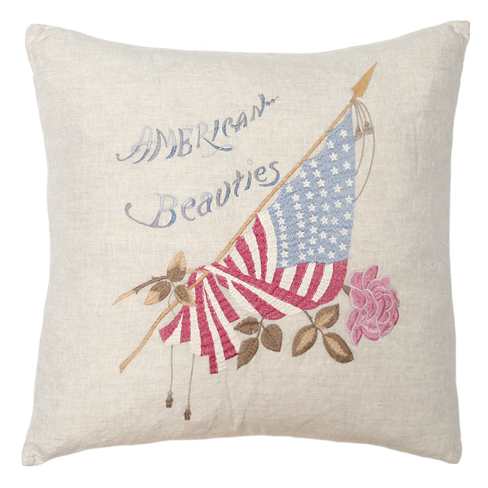 American Beauty Embroidered Pillow