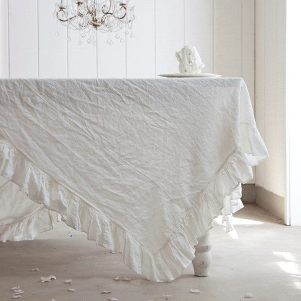 Cottage Linen Single Ruffle Tablecloth