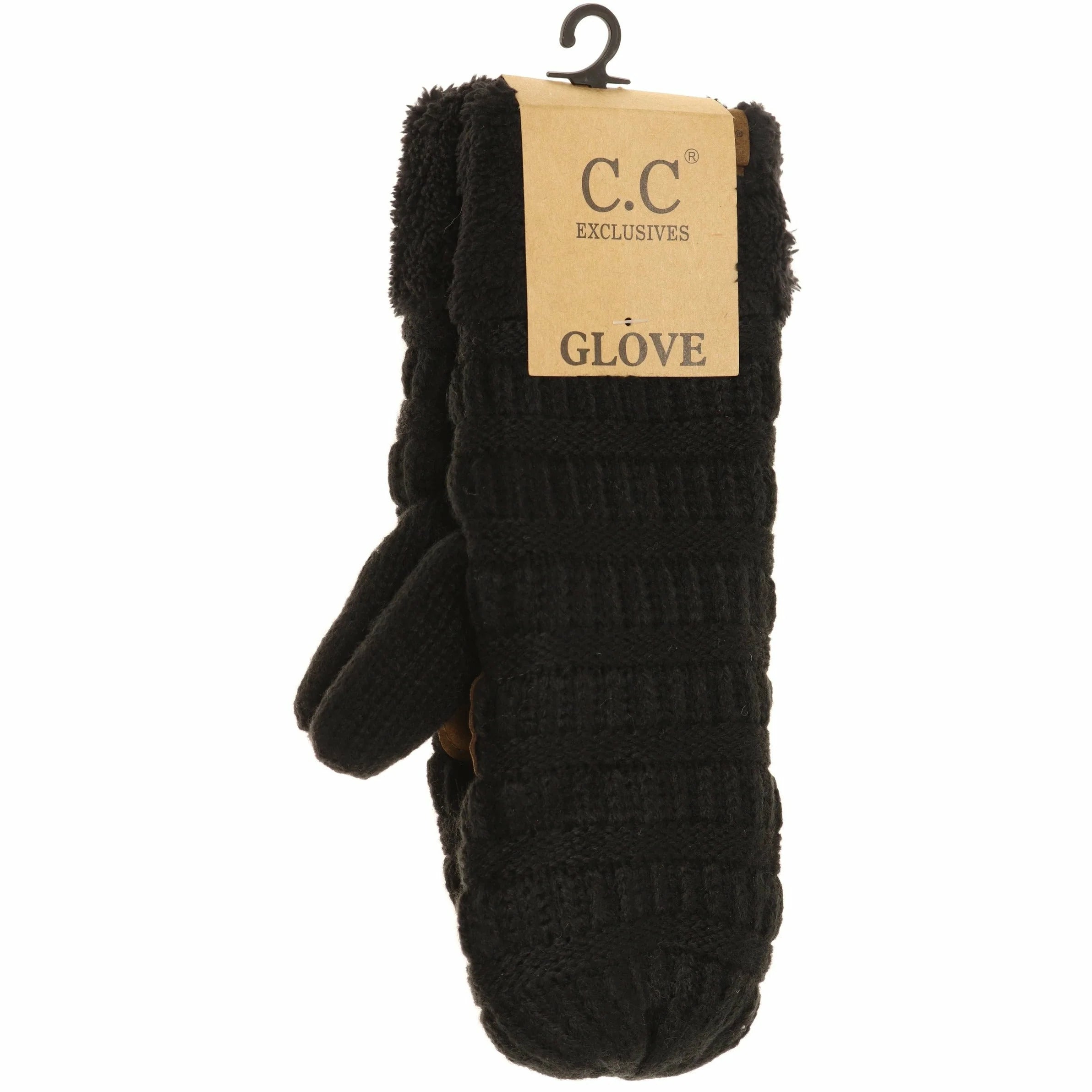 C.C. Beanie Solid Fuzzy Lined Mittens