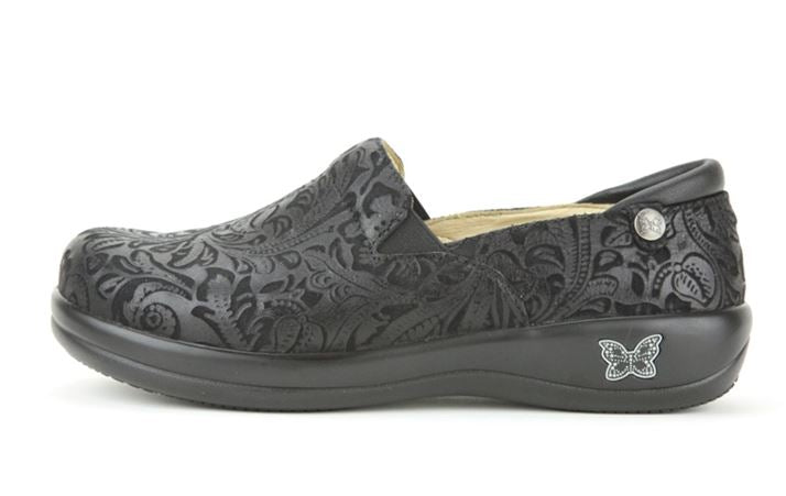 alegria keli black embossed paisley