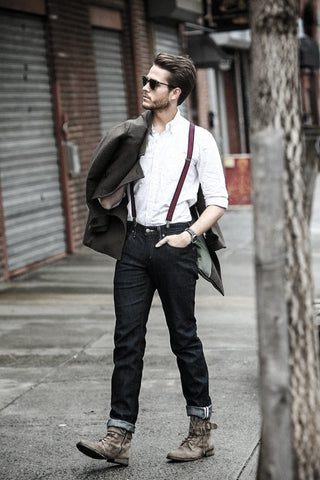 jeans with suspenders for mens
