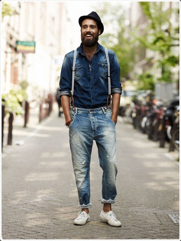 jeans with suspenders for mens