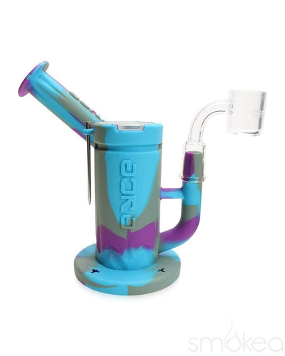 Silicone Rig with Dab Nail: Eyce Sidecar - Marble Blue - Silicone Bong