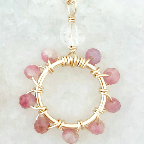 Ischia Micro Circle Necklace ~ pink tourmaline