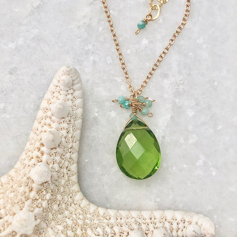 barbados cluster necklace - peridot