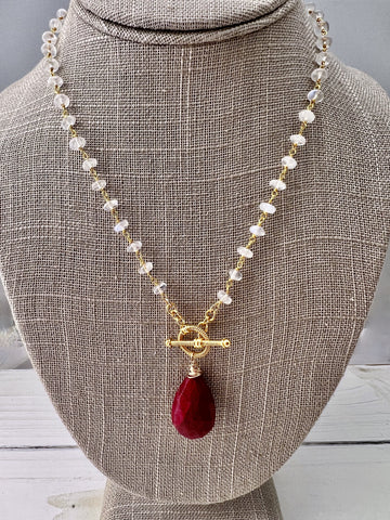 Ruby and moonstone necklace
