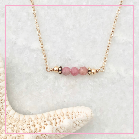 Bahama birthstone bar necklace ~ pink tourmaline