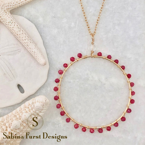 ruby circle necklace