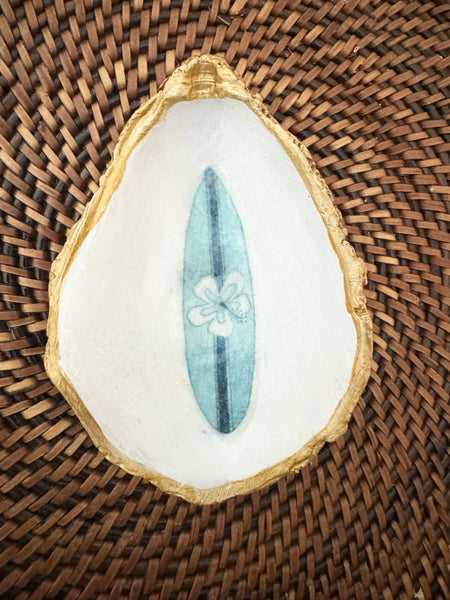 blue surfboard oyster