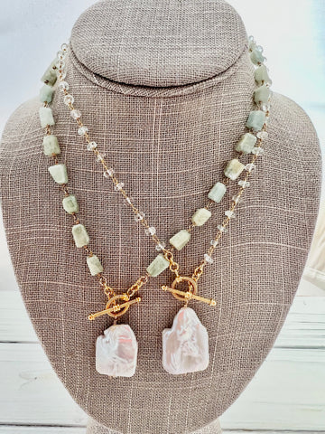 aquamarine front toggle necklaces