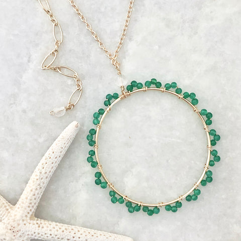 bruges circle necklace - green onyx