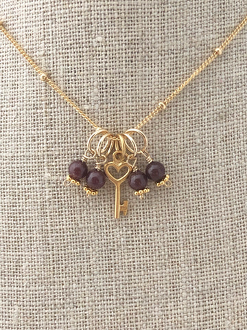 Garnet Charm Necklace