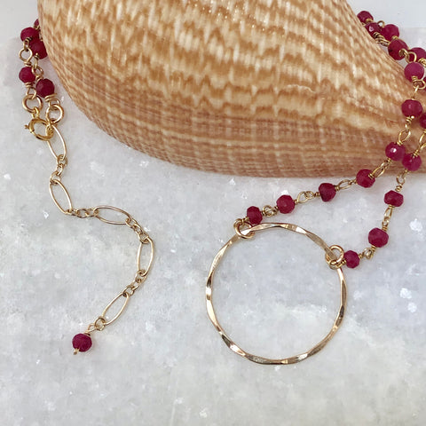 Small Circle Necklace - ruby
