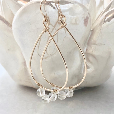 Gemstone Teardrop Hoop Earrings
