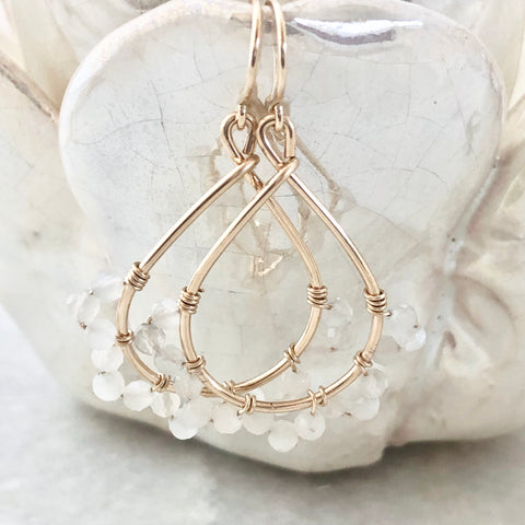 Jasmine Hoop Earrings ~ Moonstone