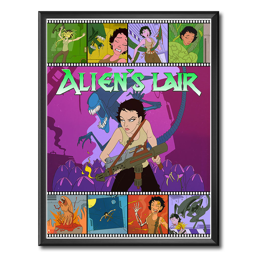 Alien S Lair Ellen Ripley Dragon S Lair Mash Up Horror Art Print Pixel Elixir