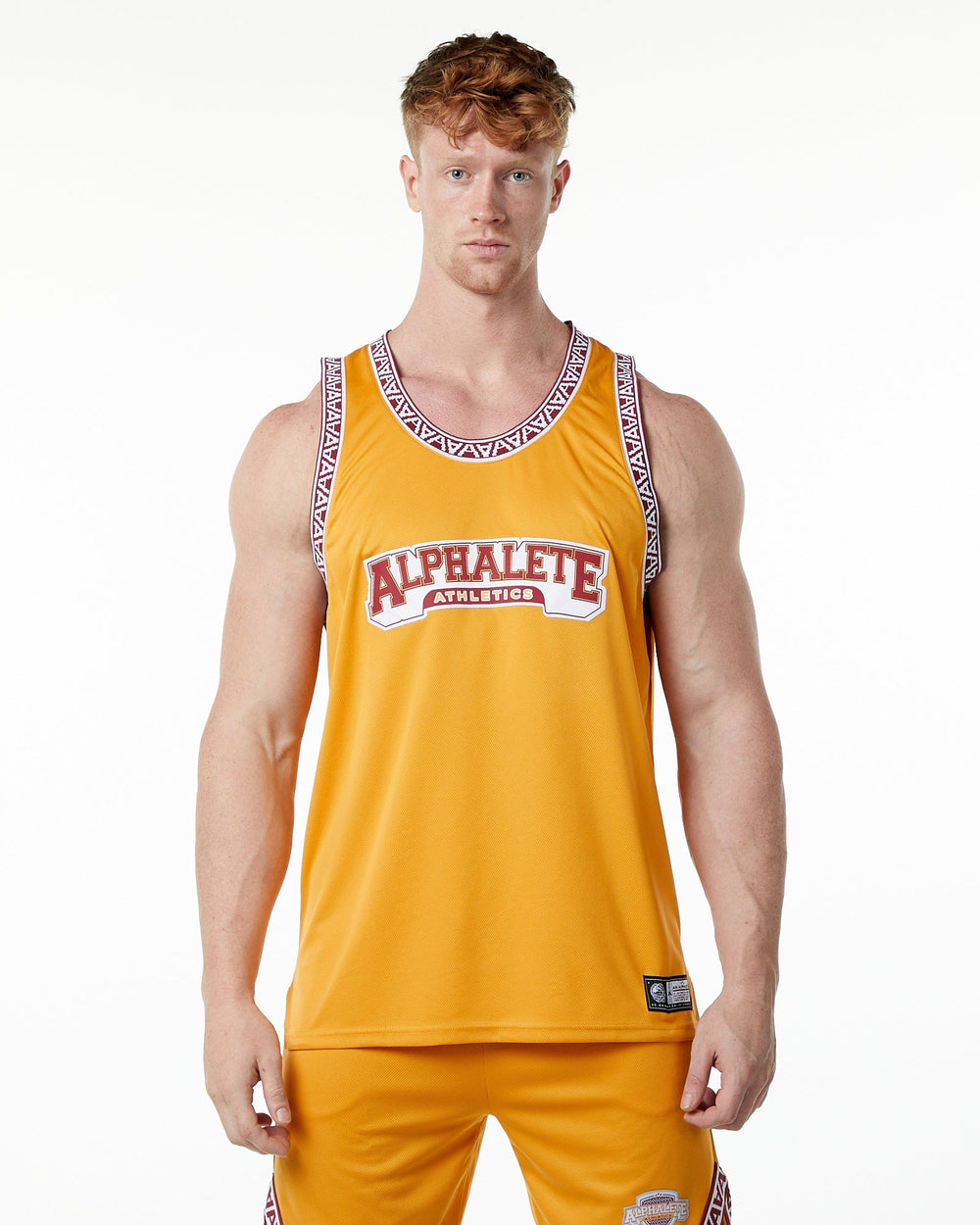 Alphalete Men's Varsity Basketball Jersey | Grey Pinstripe | Small | 100% Polyester | Sleeveless