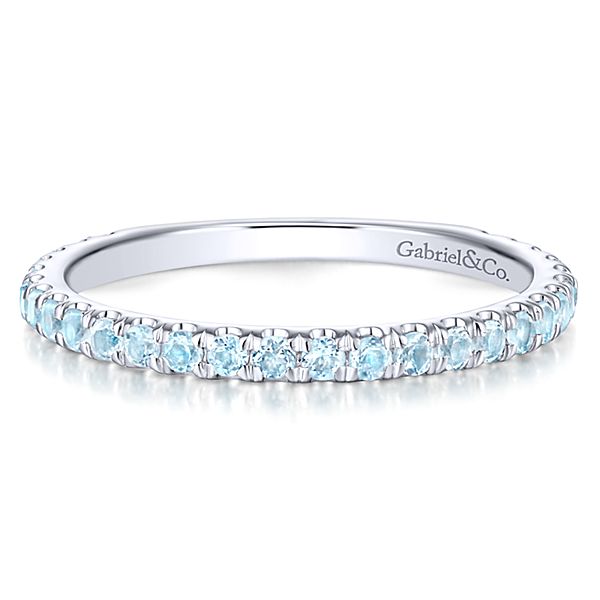 14K White Gold Sky Blue Topaz Stacking Band