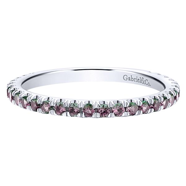 14K White Gold Simulated Alexandrite Stacking Band